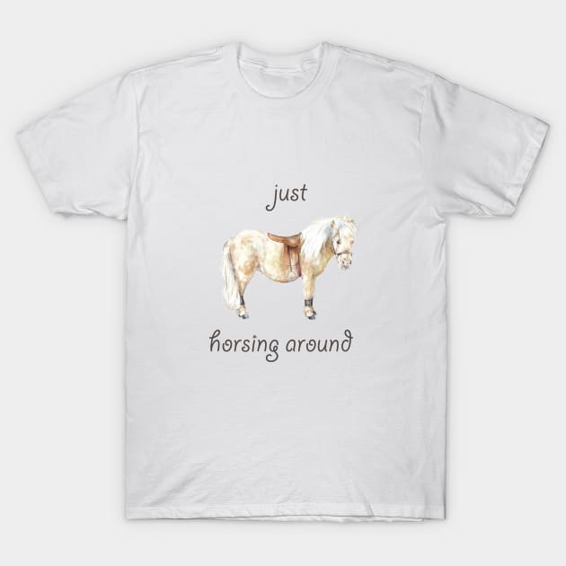 Just Horsing Around: Shetland Pony Illustration T-Shirt by wanderinglaur